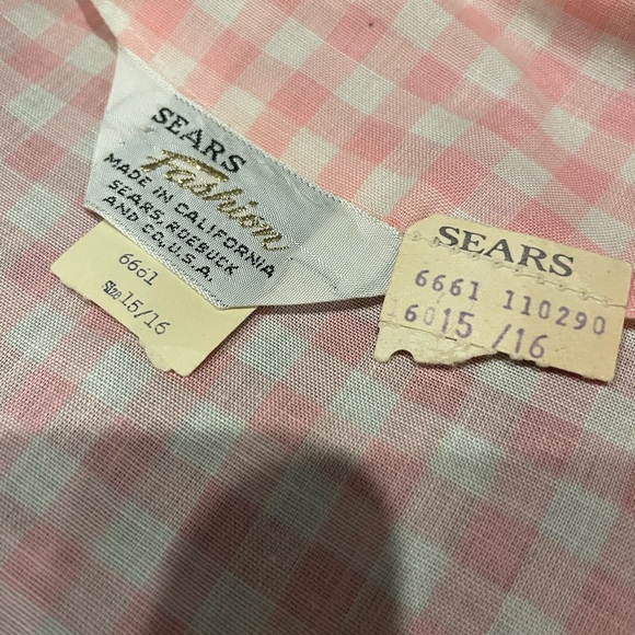 1950s Sears Pink and White Gingham Fabric w/tags - Picture 2 of 10